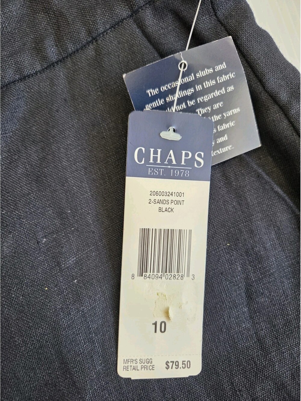NWT Womens Chaps 100% Linen Lined Black Pants Size 10 - Picture 2 of 3